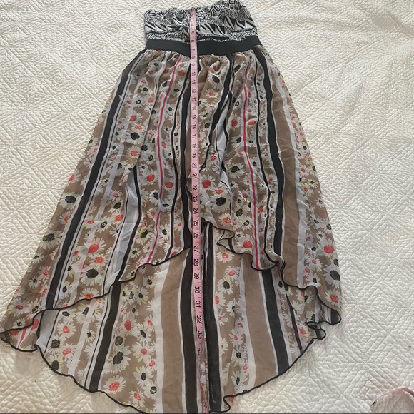 Tribal Print Flowy Strapless Hi-low Wrap Sundress XS - Picture 11 of 14